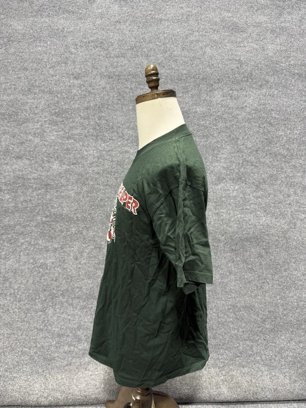 Vintage Gildan Santaâs Helper Christmas Cheer Green Graphic T Shirt Mens Large